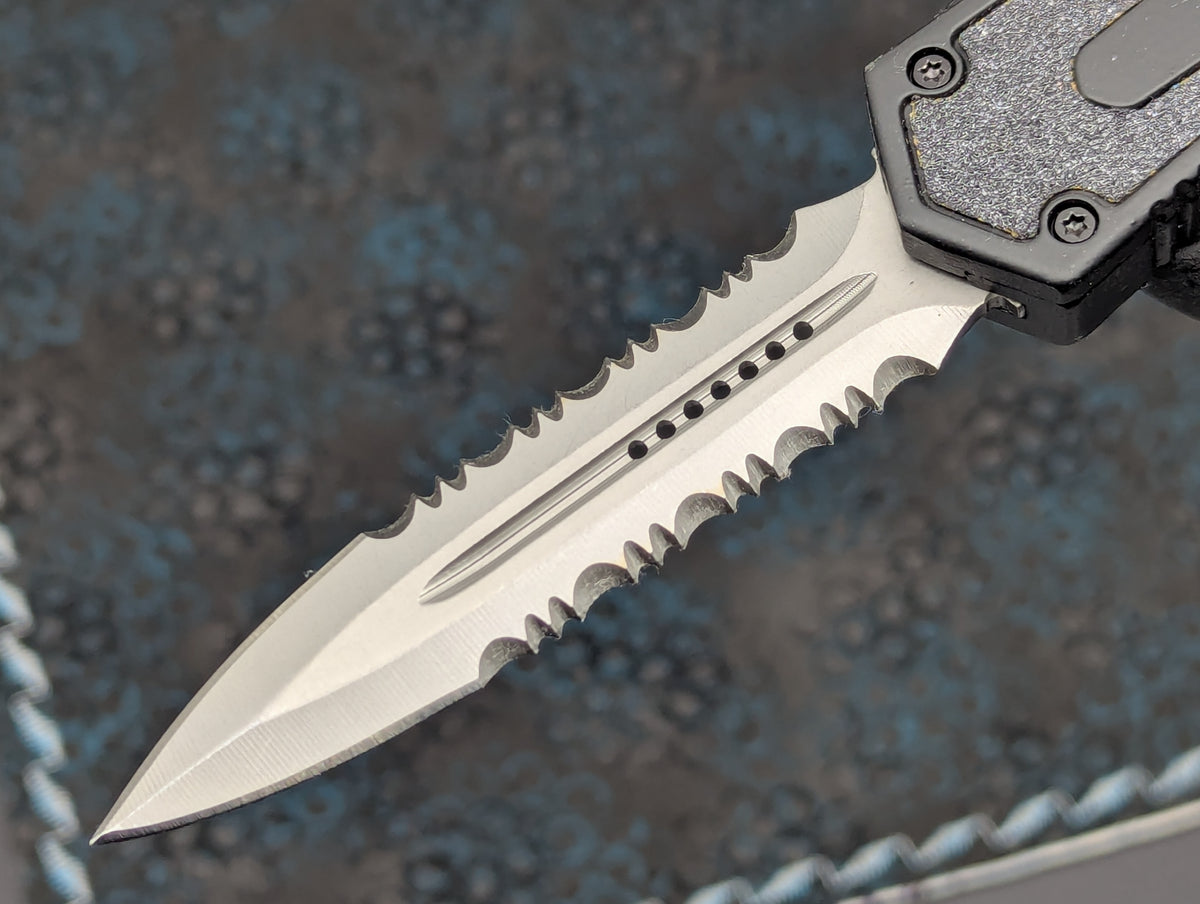 8.5" DOUBLE SERRATED TACTICAL D/A OTF KNIFE
