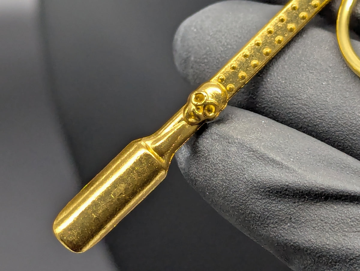 GOLD BLING SKULL MAGIC PARTY SPOON KEYRING