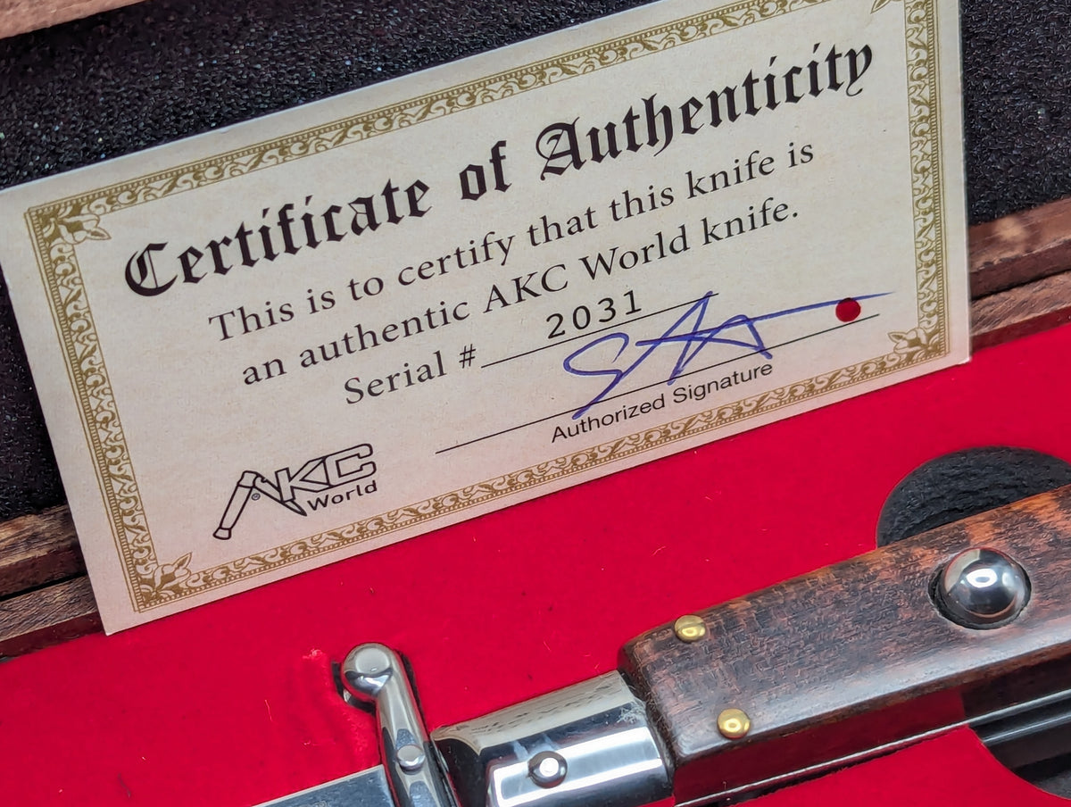 AKC WORLD ITALY 9" SNAKEWOOD SWINGUARD w/ COA