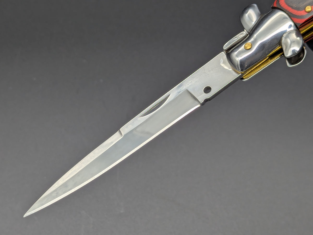 9.5" RED & BLACK WOOD ITALIAN STYLE STILETTO