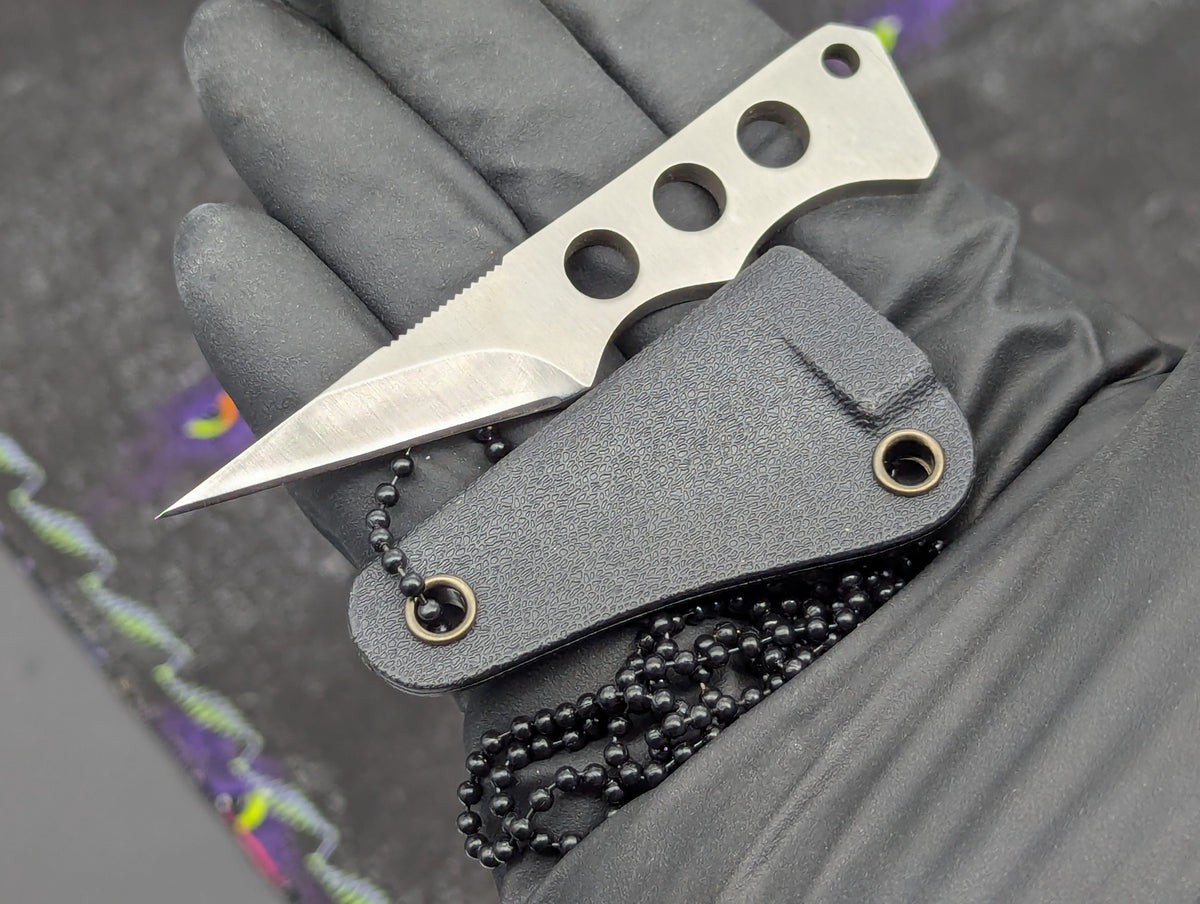3.5" HARDENED STEEL SPIKE MINI NECK KNIFE w/ SHEATH