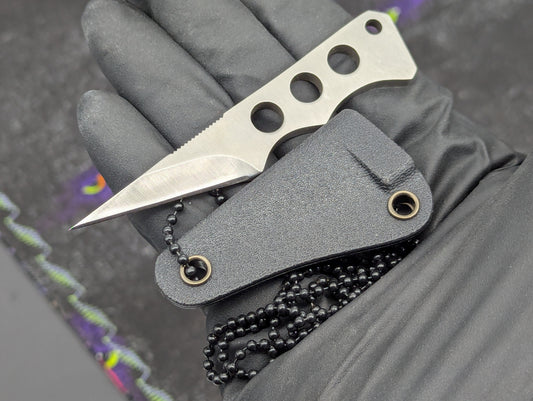 3.5" HARDENED STEEL SPIKE MINI NECK KNIFE w/ SHEATH