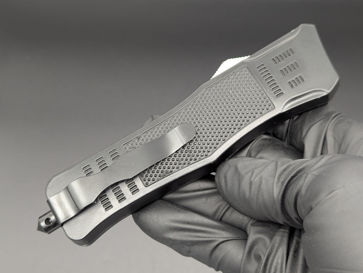 9" 2-Tone Black Drop Point CQC OTF Automatic Knife