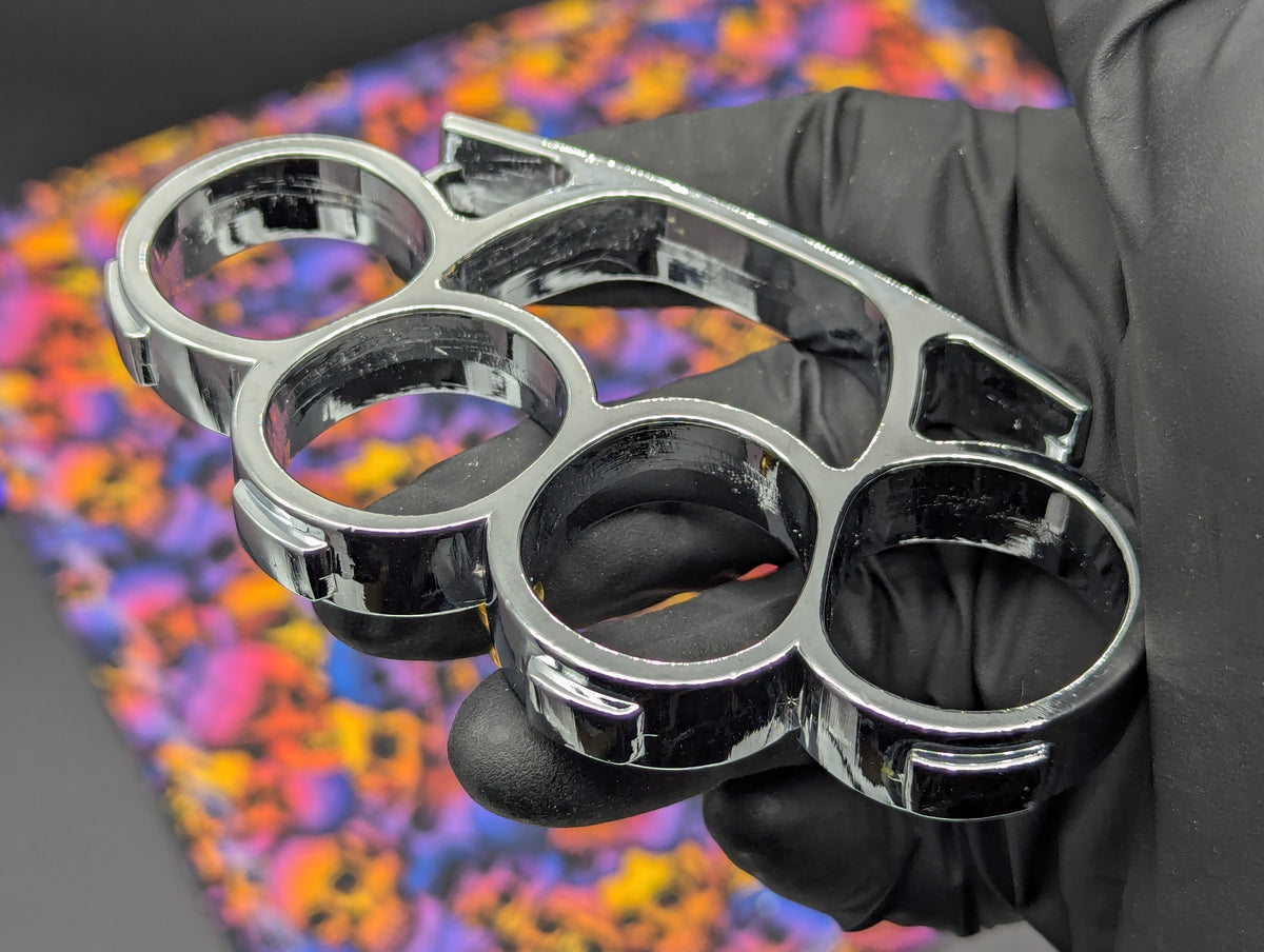 CHROME FINISH ULTRA SQUARE TOP BRASS KNUCKLE DUSTER