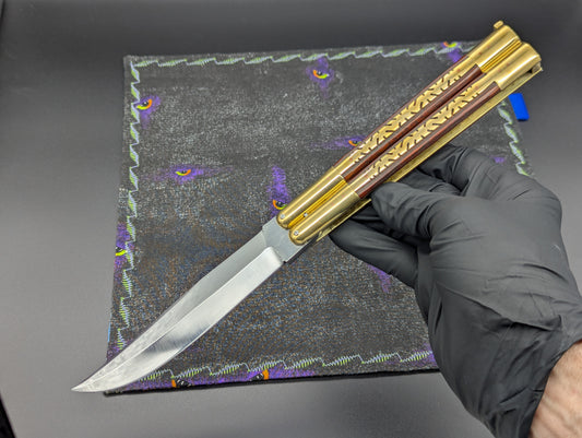 11" KALAPKUP Ultra Heavy Brass FHM Balisong Clip Point