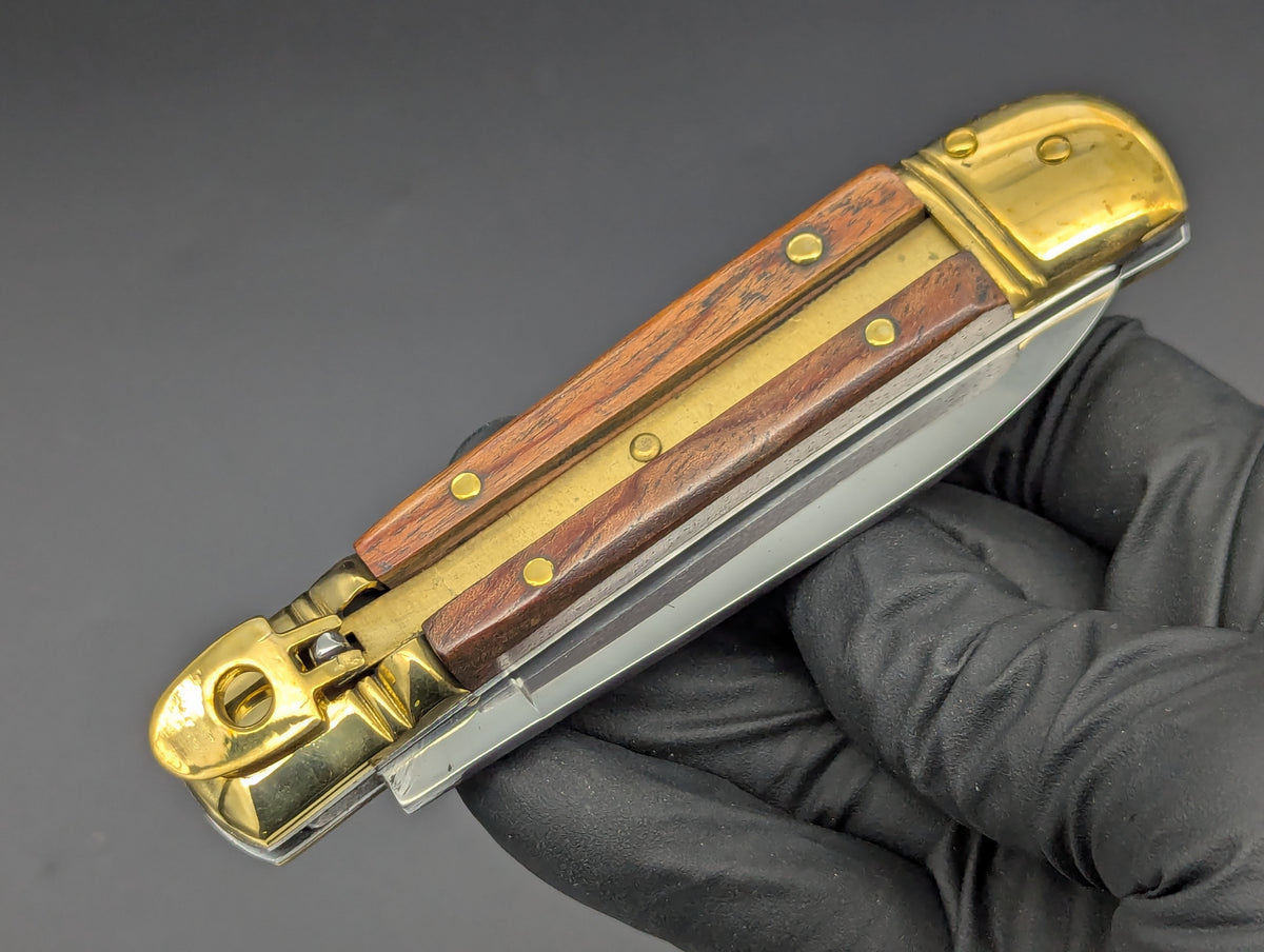 VITYAZ BRASS & WOOD LEVERLOCK SWITCHBLADE KNIFE