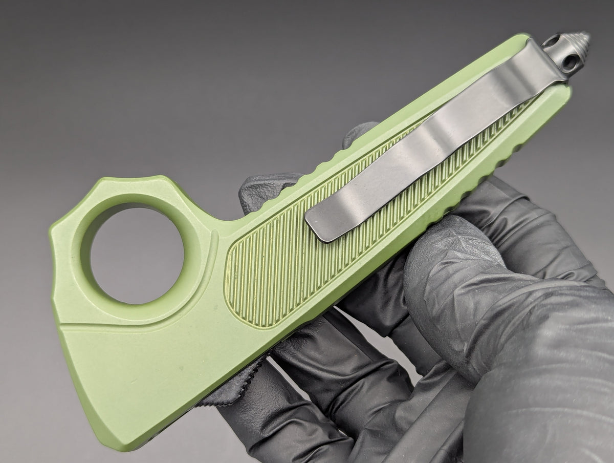 GREEN SFK GLASS BREAKER D/A OTF KNIFE DROP POINT
