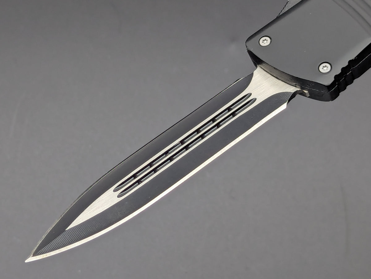 9.5" XL BLACK TACTICAL D/E OTF AUTOMATIC KNIFE