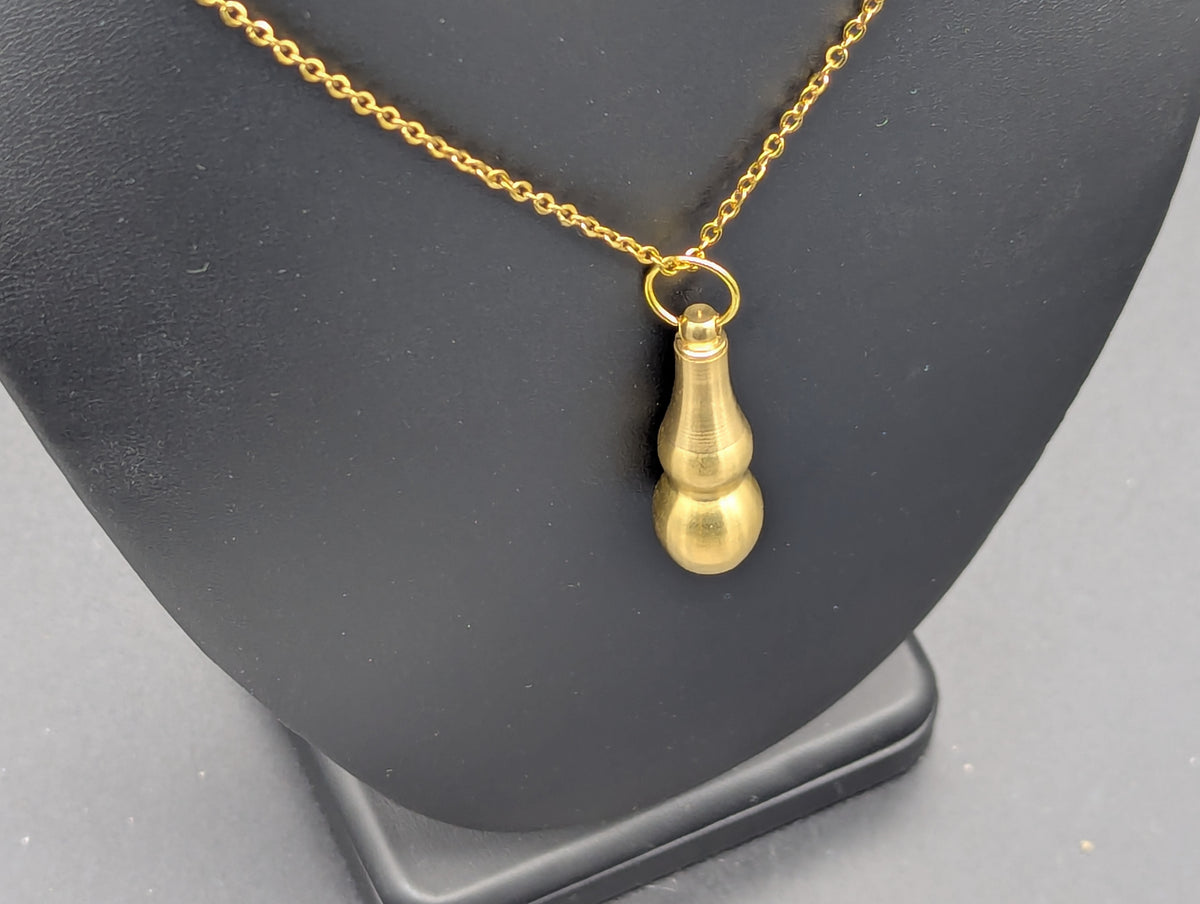22" Gold Magic Powder Urn Mini Spoon & Screw Top Jar EDC Necklace