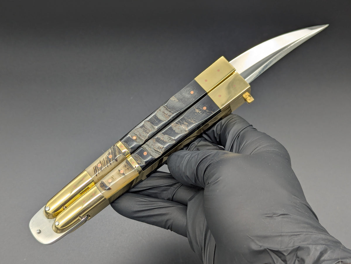 14.25" DOUBLE HORN BUSESE XL BLADE FHM BALISONG KNIFE