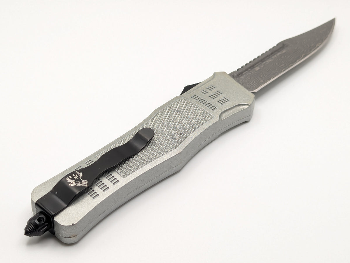 9.5" Rambo Damascus CQC D/A OTF Knife
