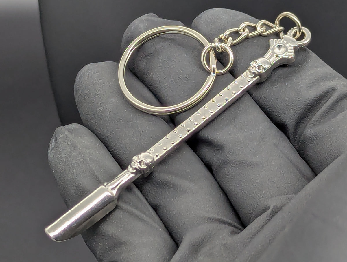 SILVER BLING SKULL MAGIC PARTY SPOON KEYRING
