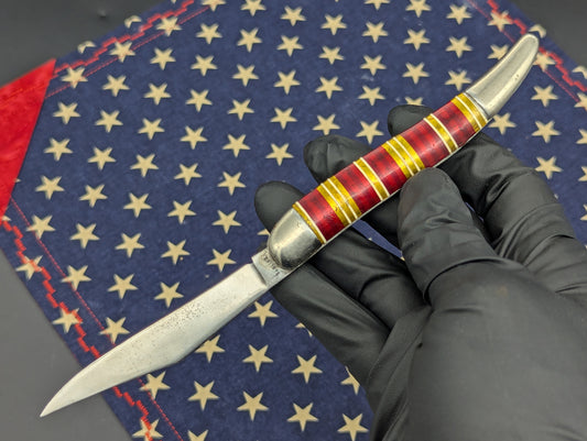 ANTIQUE HAMMER BRAND CANDY STRIPE TOOTHPICK SWITCHBLADE KNIFE