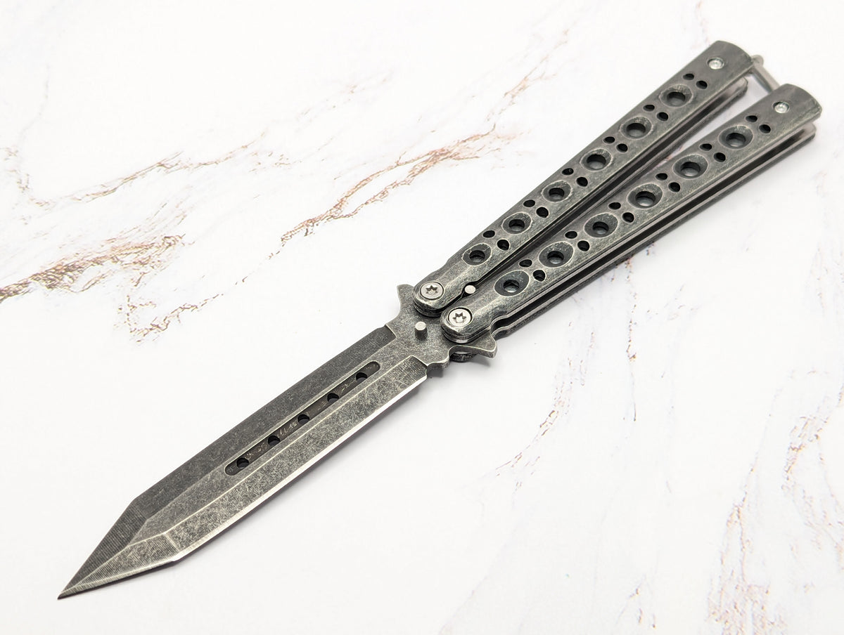 9" Stone Washed Spartan Balisong Butterfly Knife