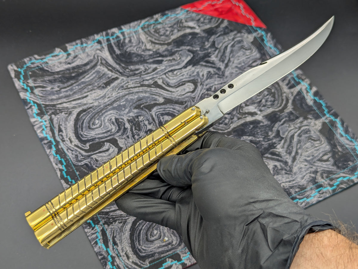 11" Gut Hook Clip Blade Ultra Heavy Brass Philippines FHM Balisong
