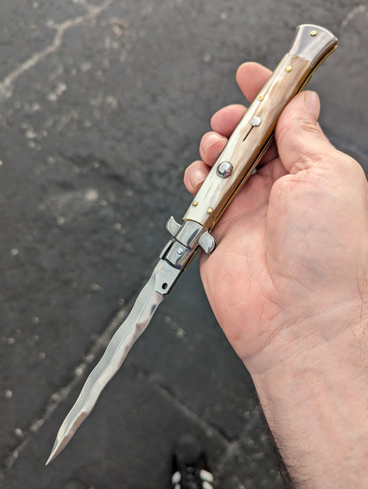 11" FRANK BELTRAME HONEY HORN KRIS BLADE ITALIAN STILETTO #1