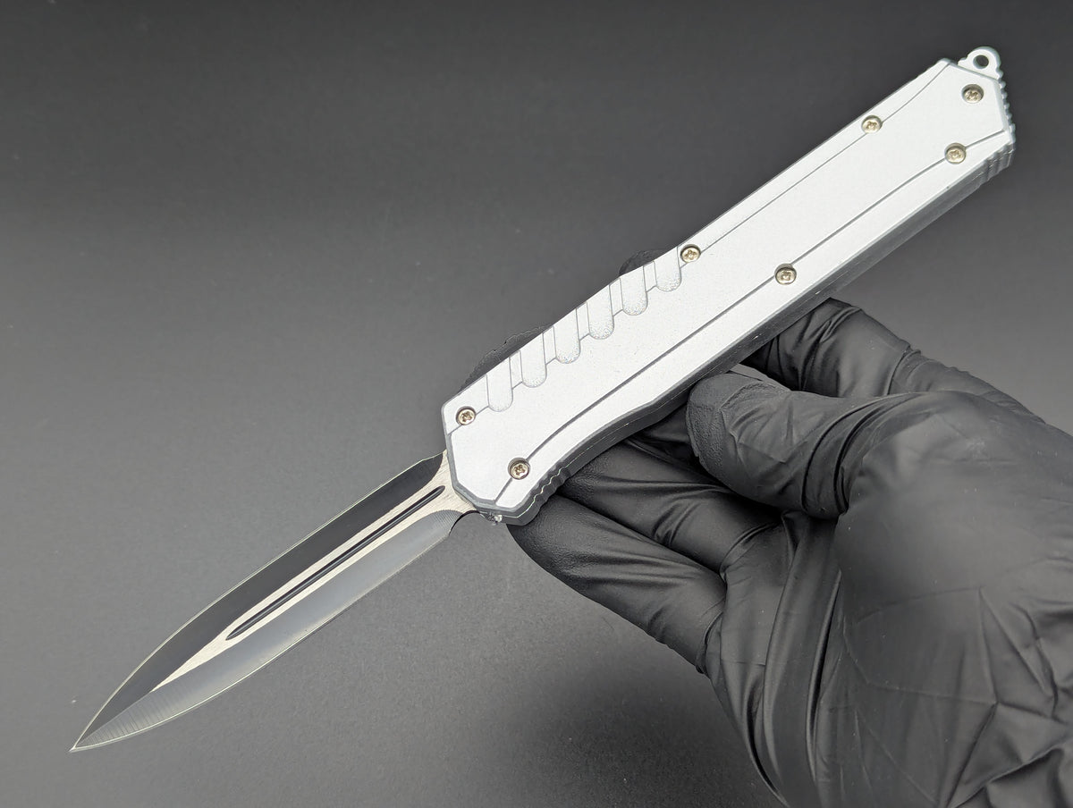 12 PC SILVER COMPOSITE D/A OTF KNIFE