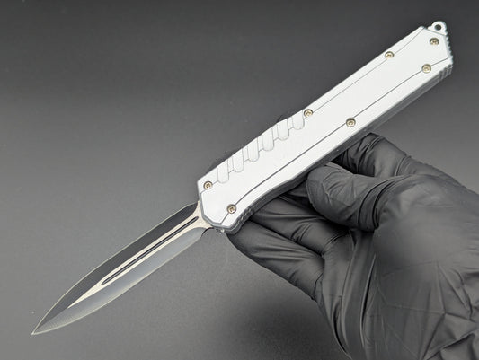 12 PC SILVER COMPOSITE D/A OTF KNIFE