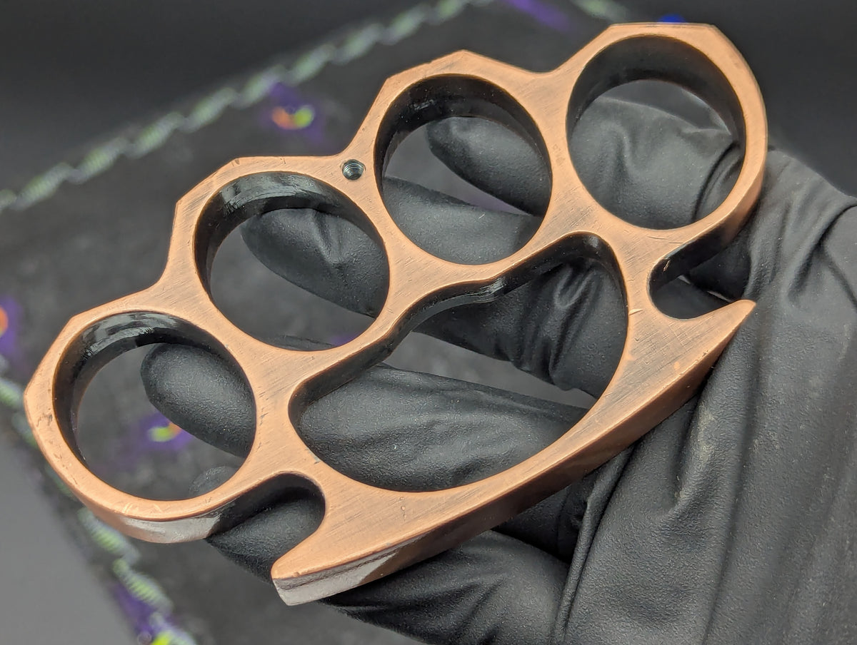 Copper Finish Square Top Brass Knuckle Duster Paperweight