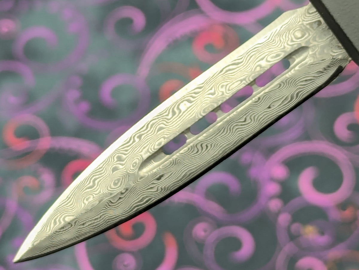 7" OL Damascus Blade Double Edge D/A OTF Knives