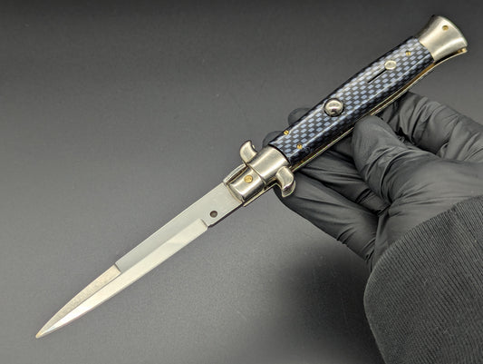 NOS 9" FRANK BELTRAME FAUX CARBON FIBER ITALIAN STILETTO