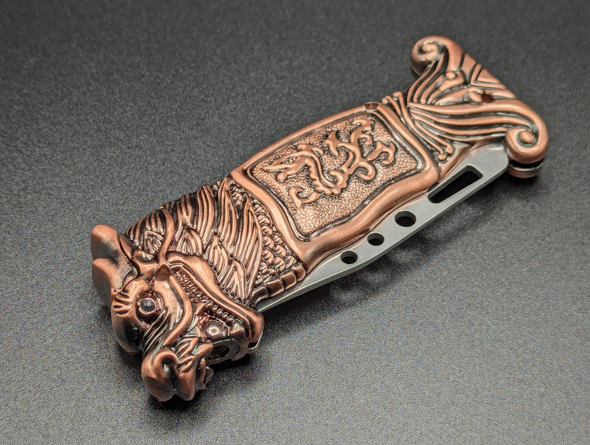 VINTAGE DRAGON TORCH LIGHTER SWITCHBLADE KNIFE CP