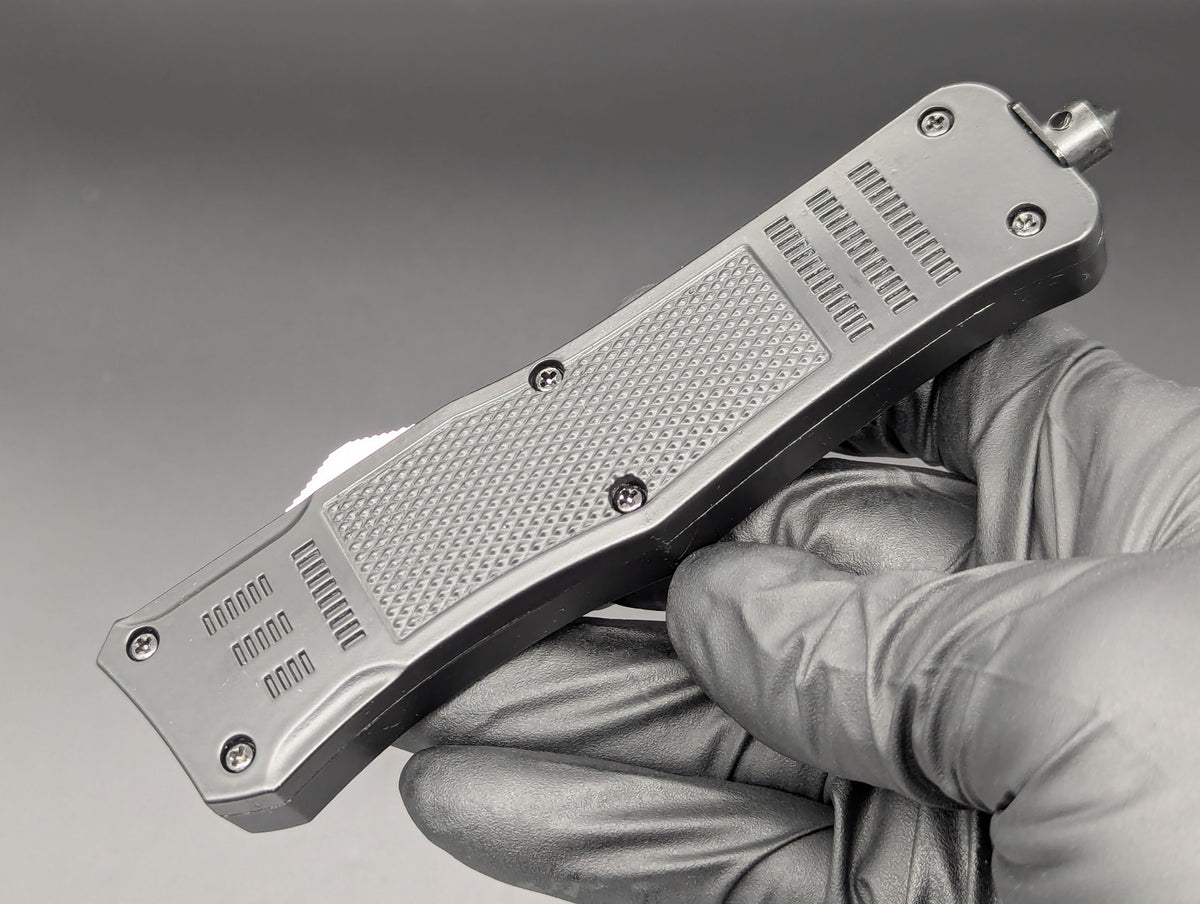 9" 2-Tone Black Drop Point CQC OTF Automatic Knife