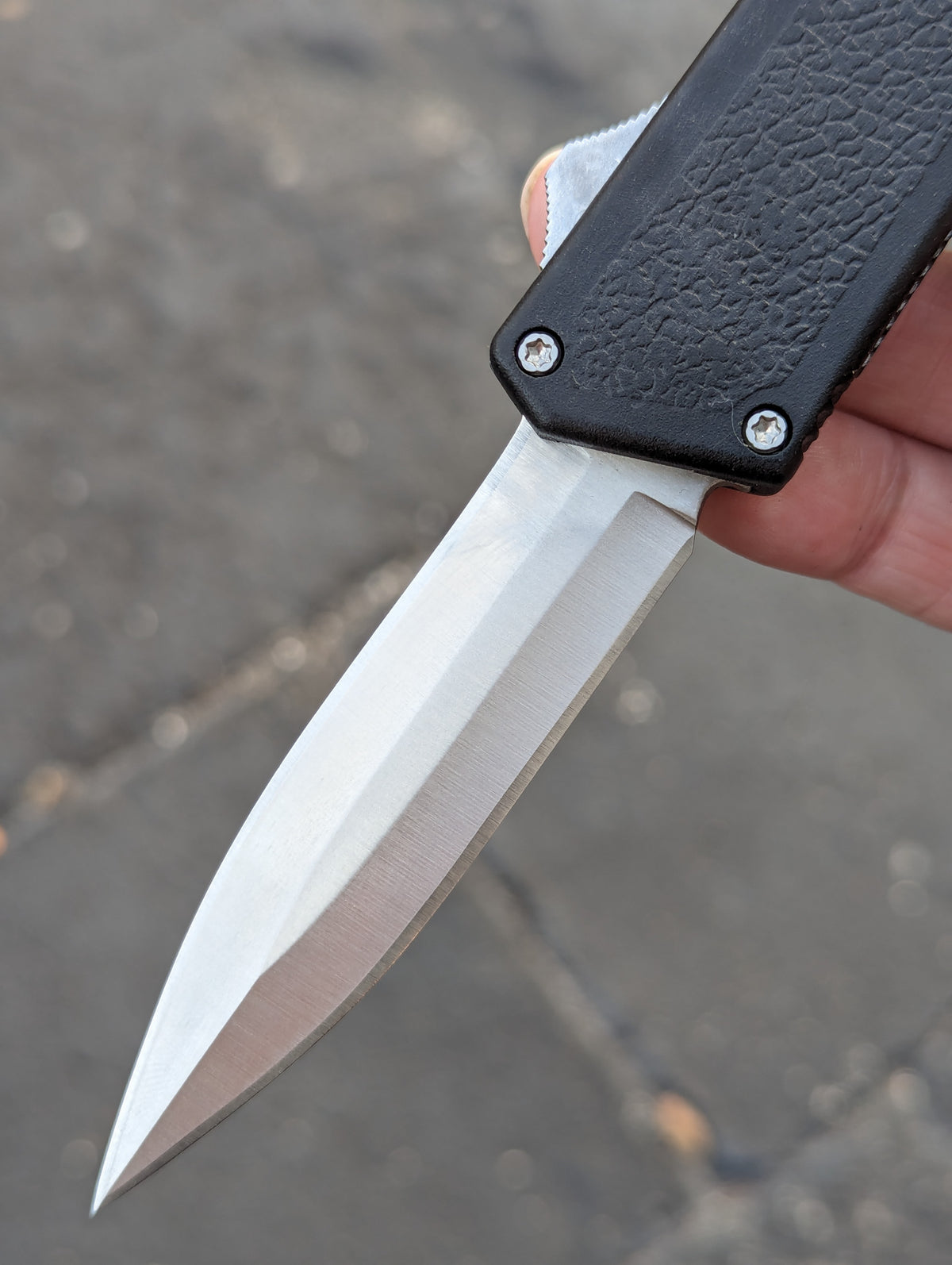 Black Stainless Double Edge Lightning OTF Knife