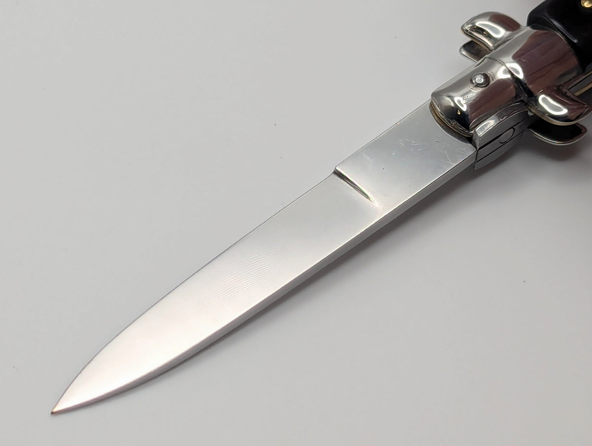 8" OL Buffalo Horn Italian Stiletto Flat Grind