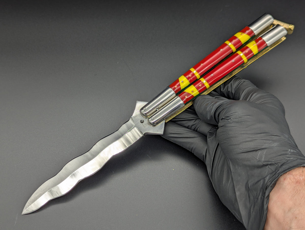29cm 268g KRIS BLADE FIESTA FHM BALISONG RED/ YELLOW