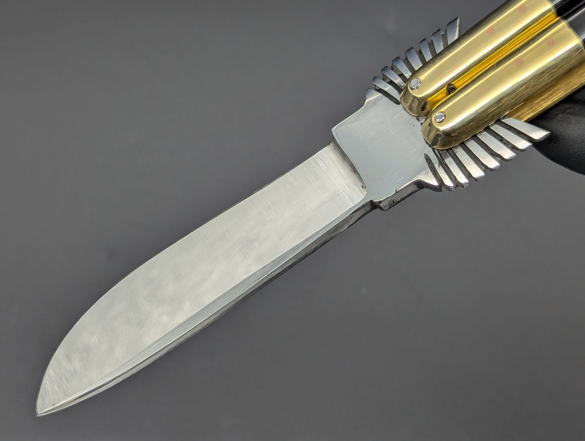22cm STACKED HORN/ BONE EAGLE TANG STRAIGHT BLADE FHM BALI