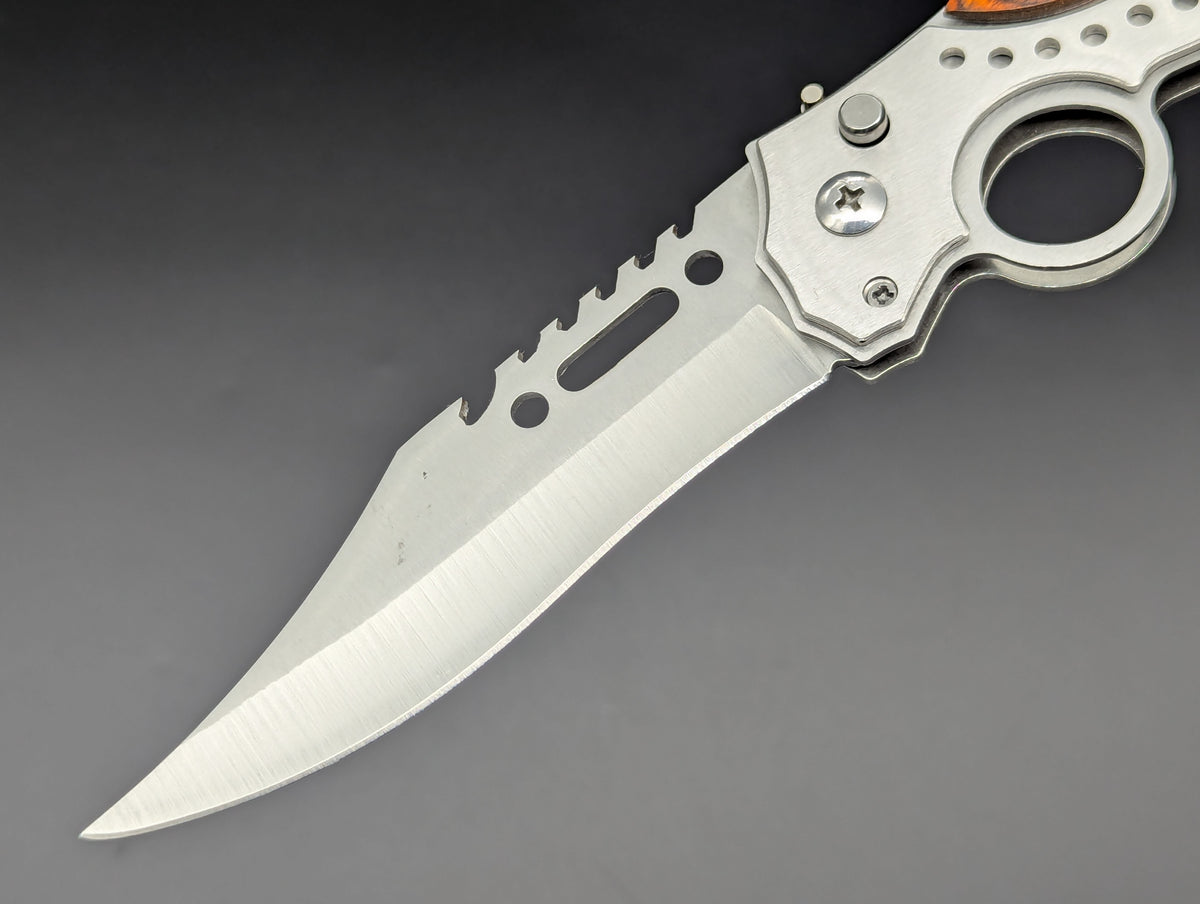 9.5" ROSEWOOD CIGAR CUTTER AUTOMATIC OPENING KNIFE