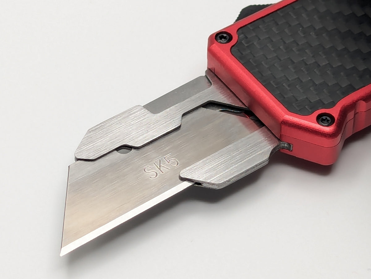 Red Carbon Fiber D/A Box Cutter OTF Knife