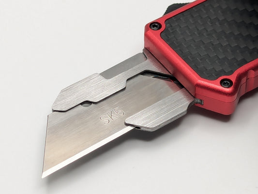 Red Carbon Fiber D/A Box Cutter OTF Knife