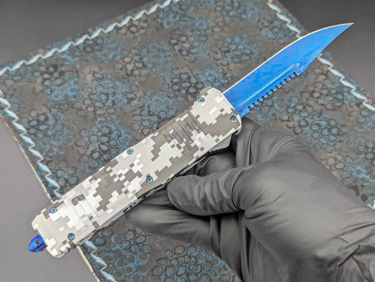 Urban Digi Camo Blue Hellhound D/A OTF Knife
