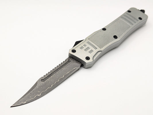 9.5" Rambo Damascus CQC D/A OTF Knife