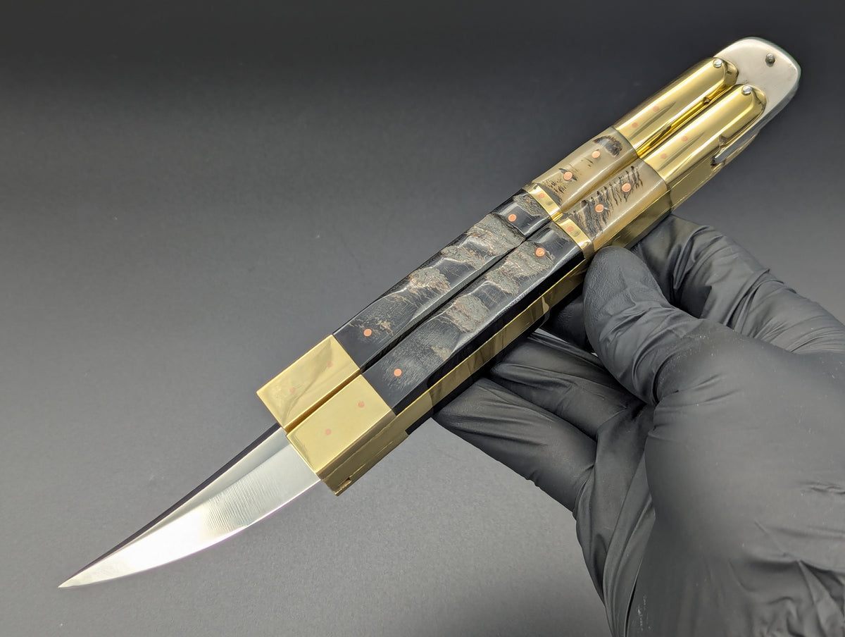 14.25" DOUBLE HORN BUSESE XL BLADE FHM BALISONG KNIFE