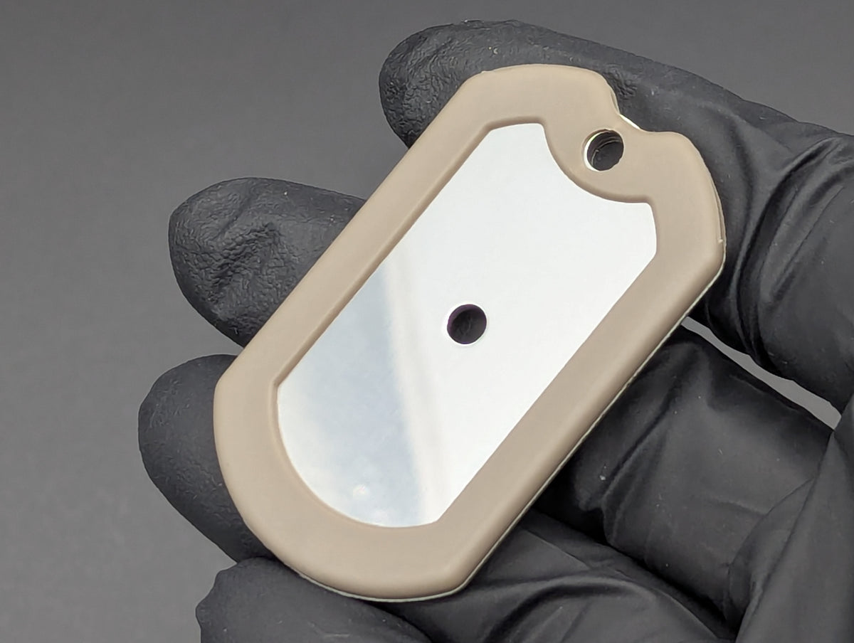 TAN A.R.S. KNIVES 440c RAZORS EDGE DOG TAG