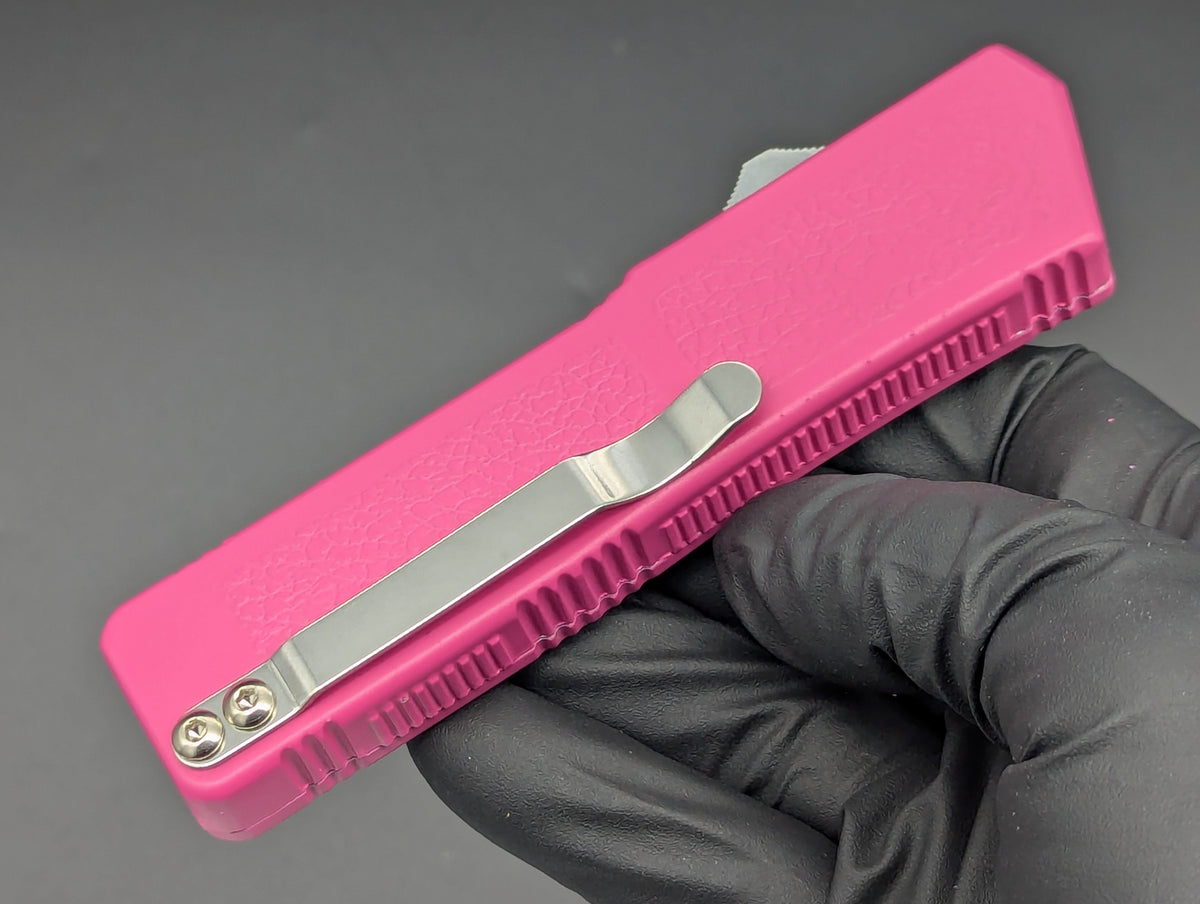 PINK LIGHTNING OTF STAINLESS PLAIN DROP POINT BLADE