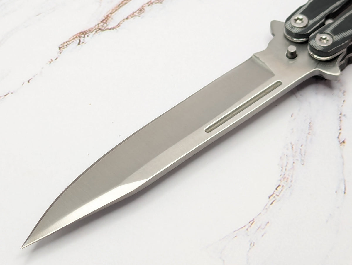 9" Grey & Black Micarta Stainless Butterfly Knife