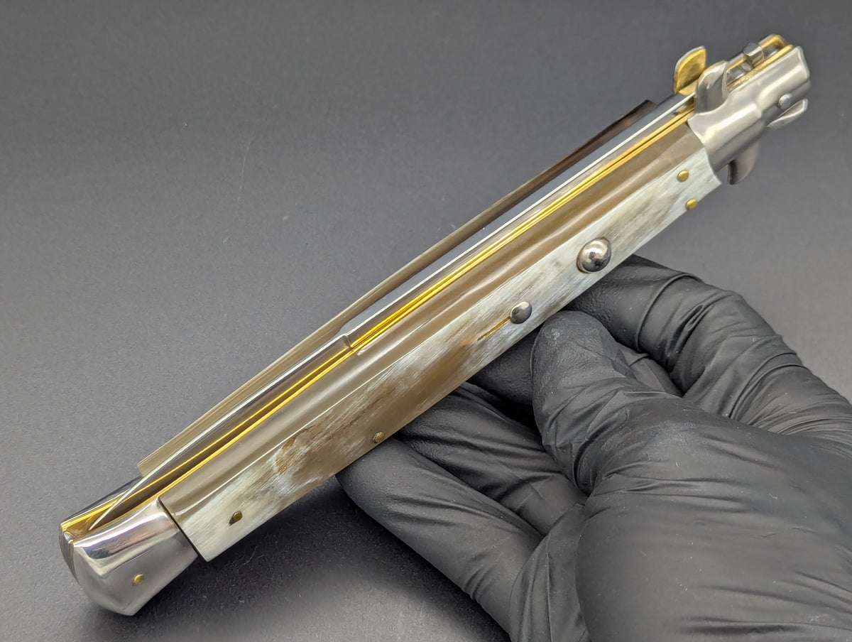13" MANIAGO ITALY BLONDE HORN SWITCHBLADE ITALIAN STILETTO
