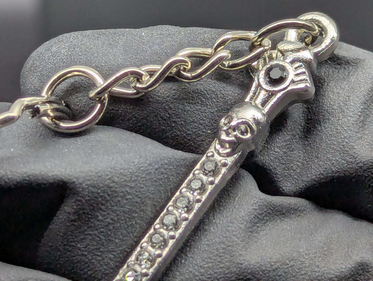 SILVER BLING SKULL MAGIC PARTY SPOON KEYRING