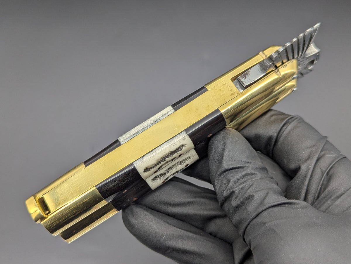 22CM TRIPLE STACK SCALE EAGLE FHM BALISONG KNIFE STRTBLD