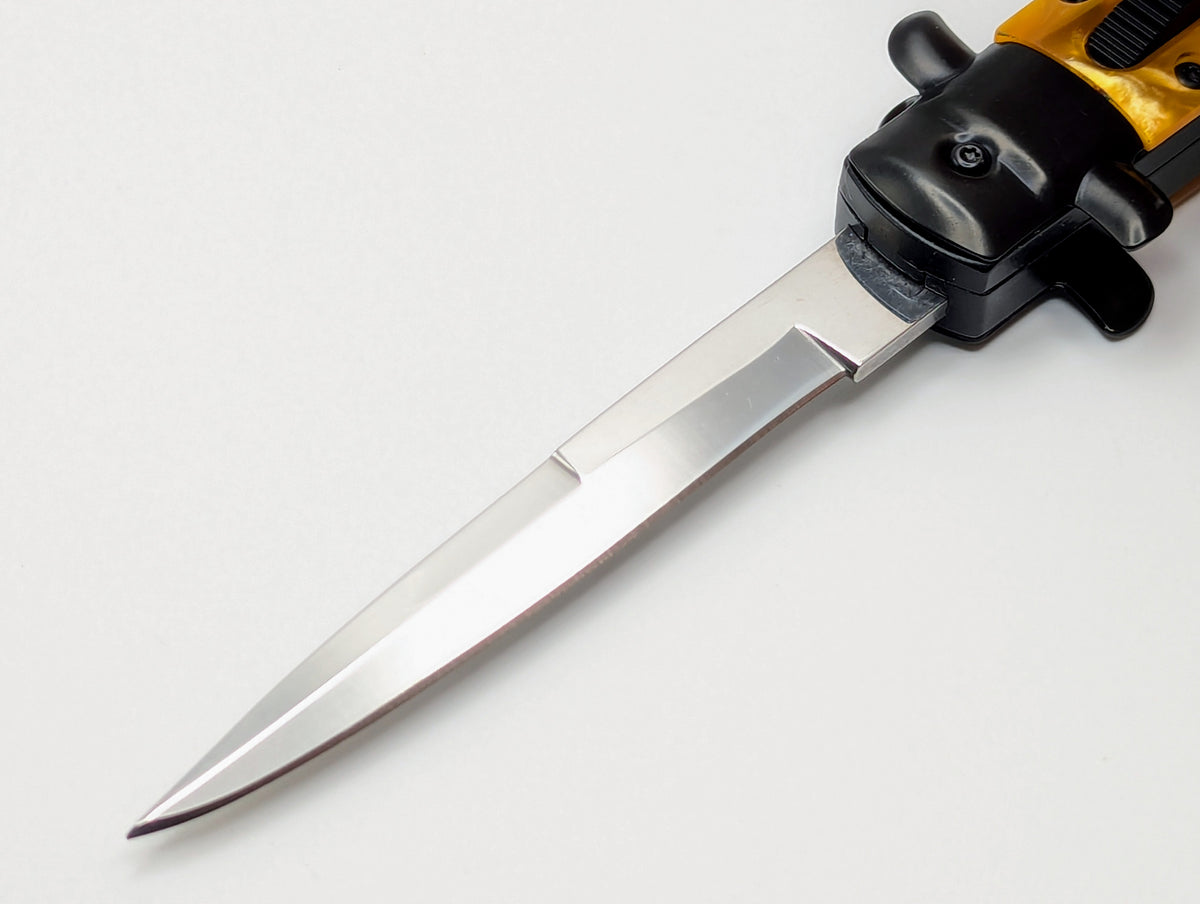 9" MAFIA ITALIAN STYLE D/A OTF KNIFE BK & GOLD