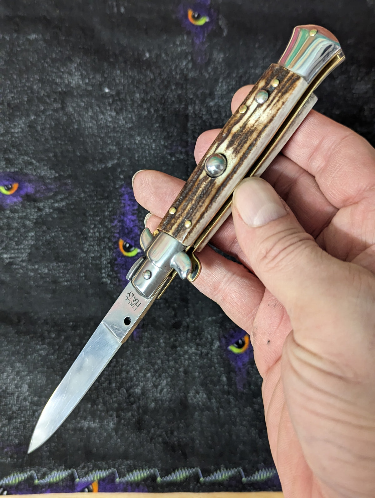8" OL Stag Horn Flat Grind Handmade Italian Stiletto #3