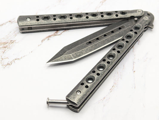 9" Stone Washed Spartan Balisong Butterfly Knife