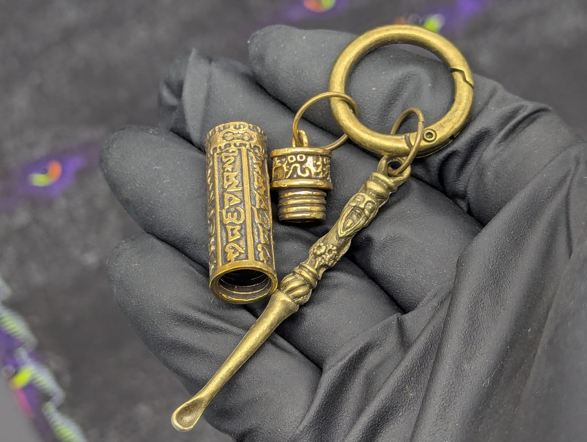 Magic FUMAN CHU Mini Spoon & Screw Top Powder Jar EDC Rave Keyring