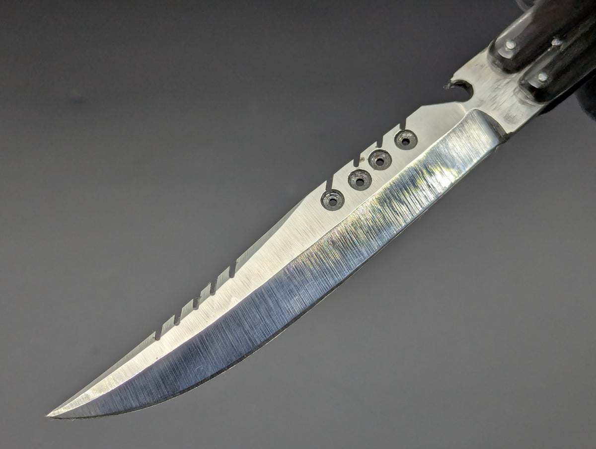FHM BALISONG AGED BONE & CARABOA HORN 11" OL CLIP POINT BLADE