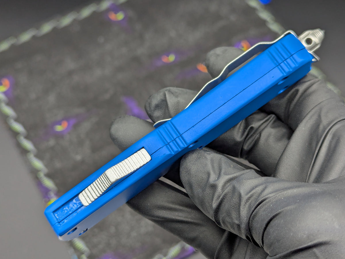 9.5" BLUE SLIMLINE EXECUTIVE D/A OTF KNIFE DOUBLE EDGE