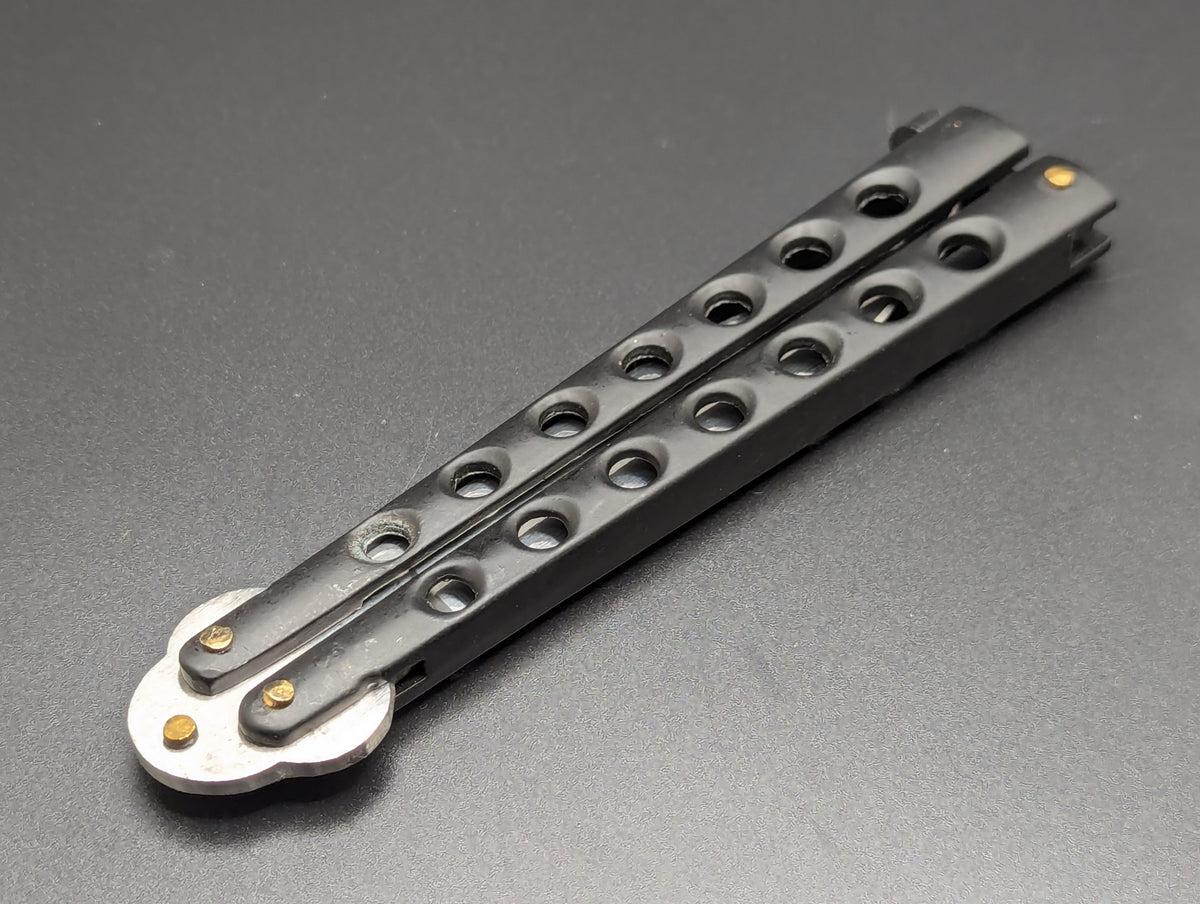 9" OG BLACK STAINLESS STEEL BUTTERFLY KNIFE